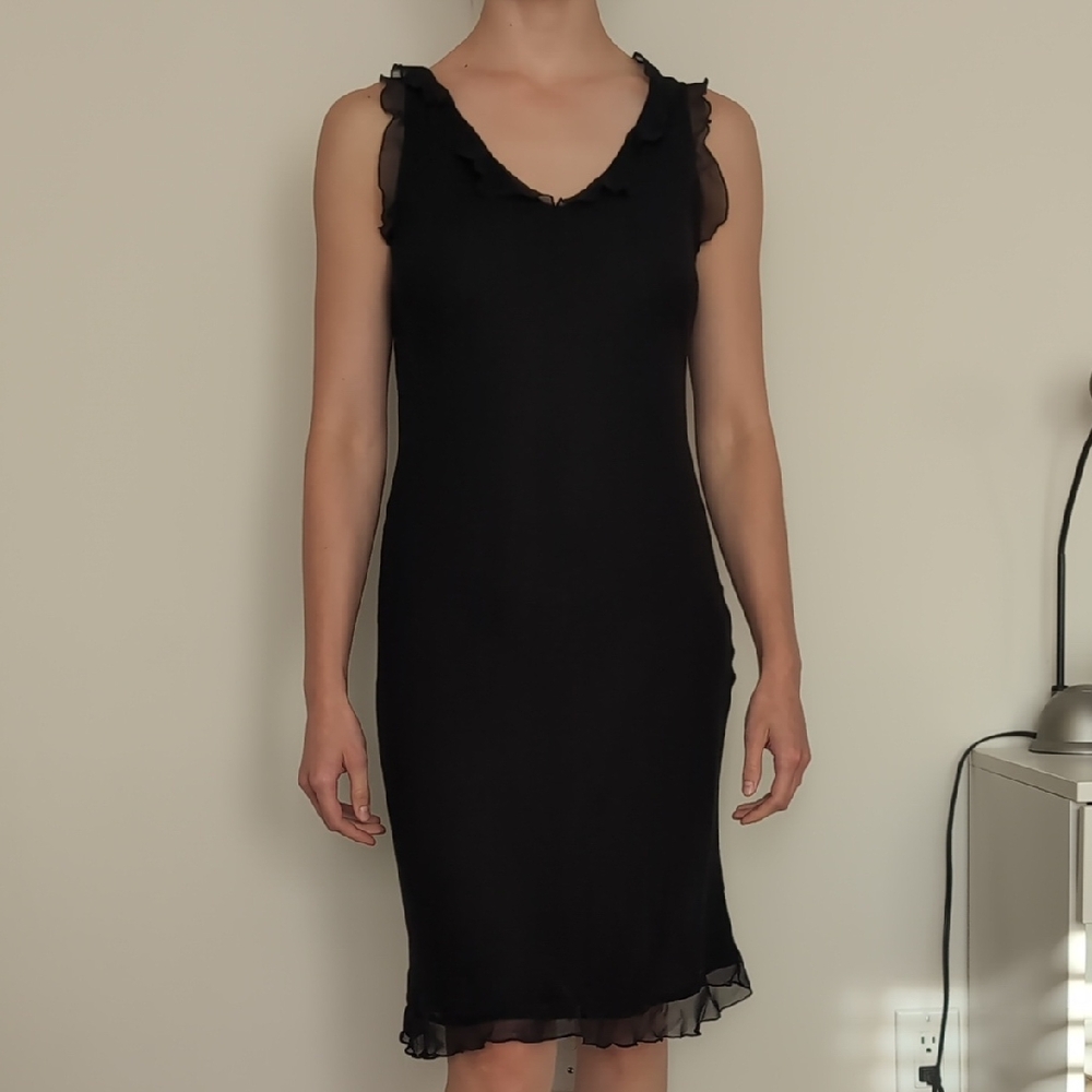 Allen B. By Allen Schwartz Black Ruffle Midi Dress